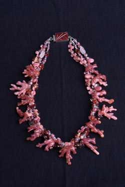 Red & Pink Glass Coral Necklace